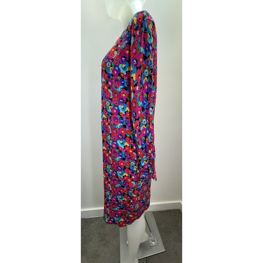 Carolyne Barton Dress Silk Floral Pink Multicolor SZ 8 ( SEE FLAWS - Picture 5 of 16